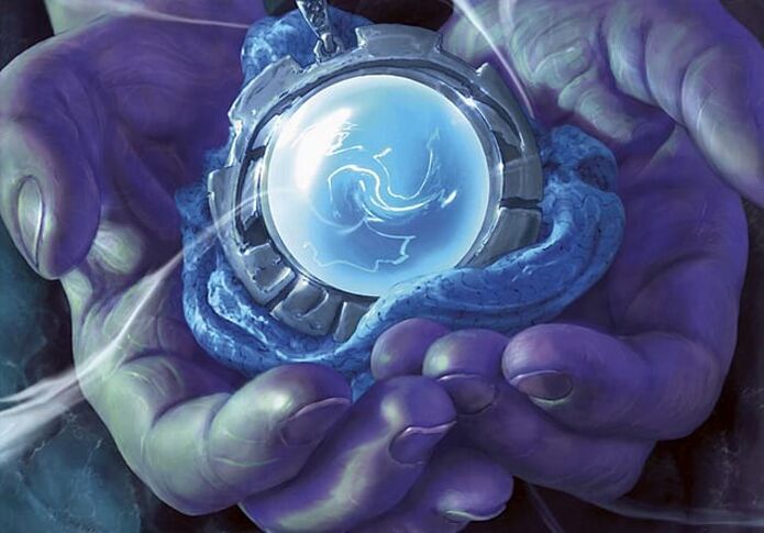 magic amulet in hands and charging